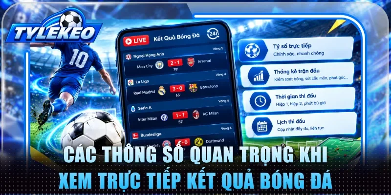 Cập nhật các thông số quan trọng khi xem trực tiếp kết quả bóng đá